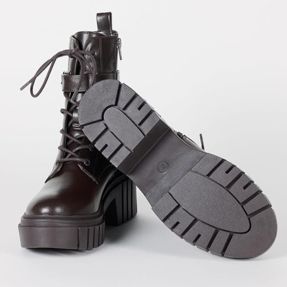 NWT The Drop Women's Chunky Chocolate Brown Platform Combat Boots size 7 - Picture 5 of 10